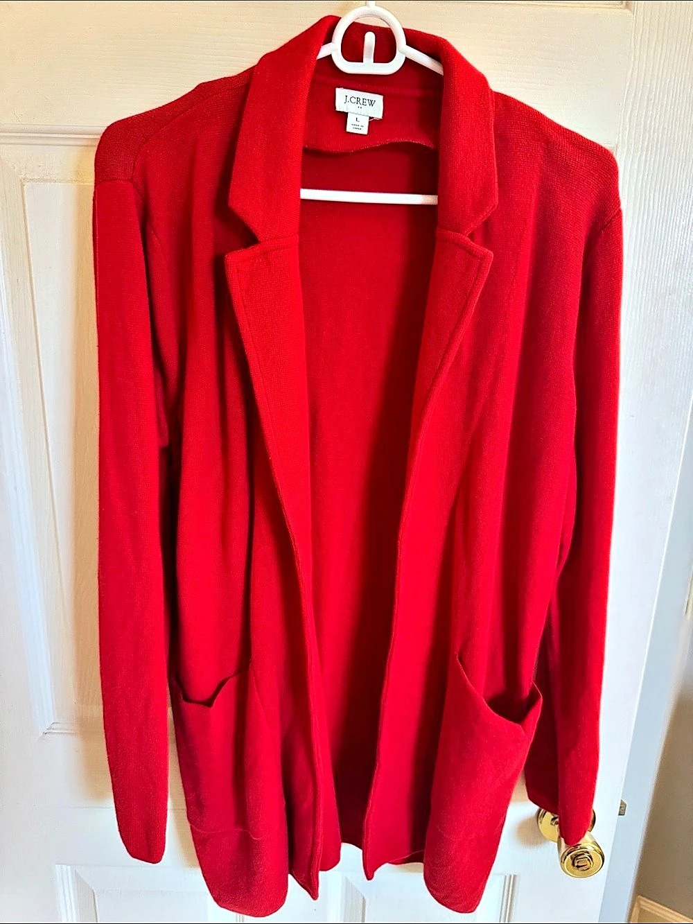 J.Crew Sophie Open-Front Sweater Blazer Red Large